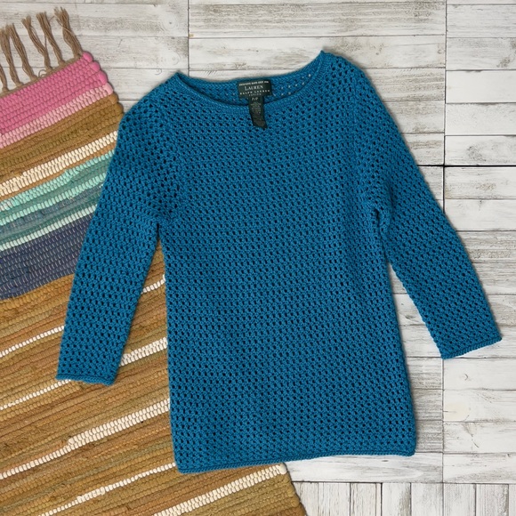 Ralph Lauren Exclusive Hand Knit For LRL Mercerized Open Knit Sweater - Picture 12 of 13